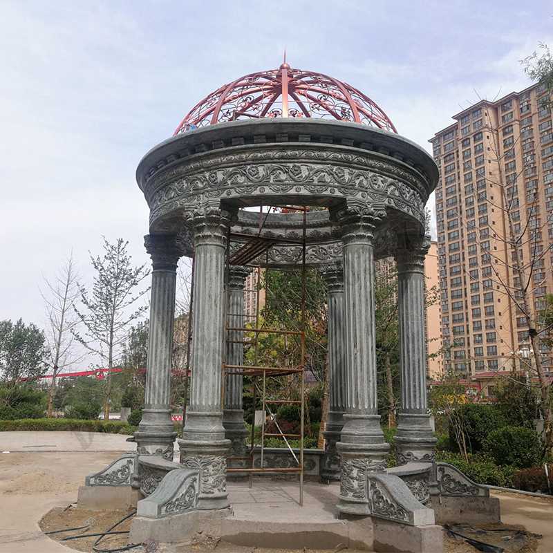 歐式景觀涼亭，小區(qū)花園休息亭子，石雕景觀亭子，綠色景觀涼亭1.jpg